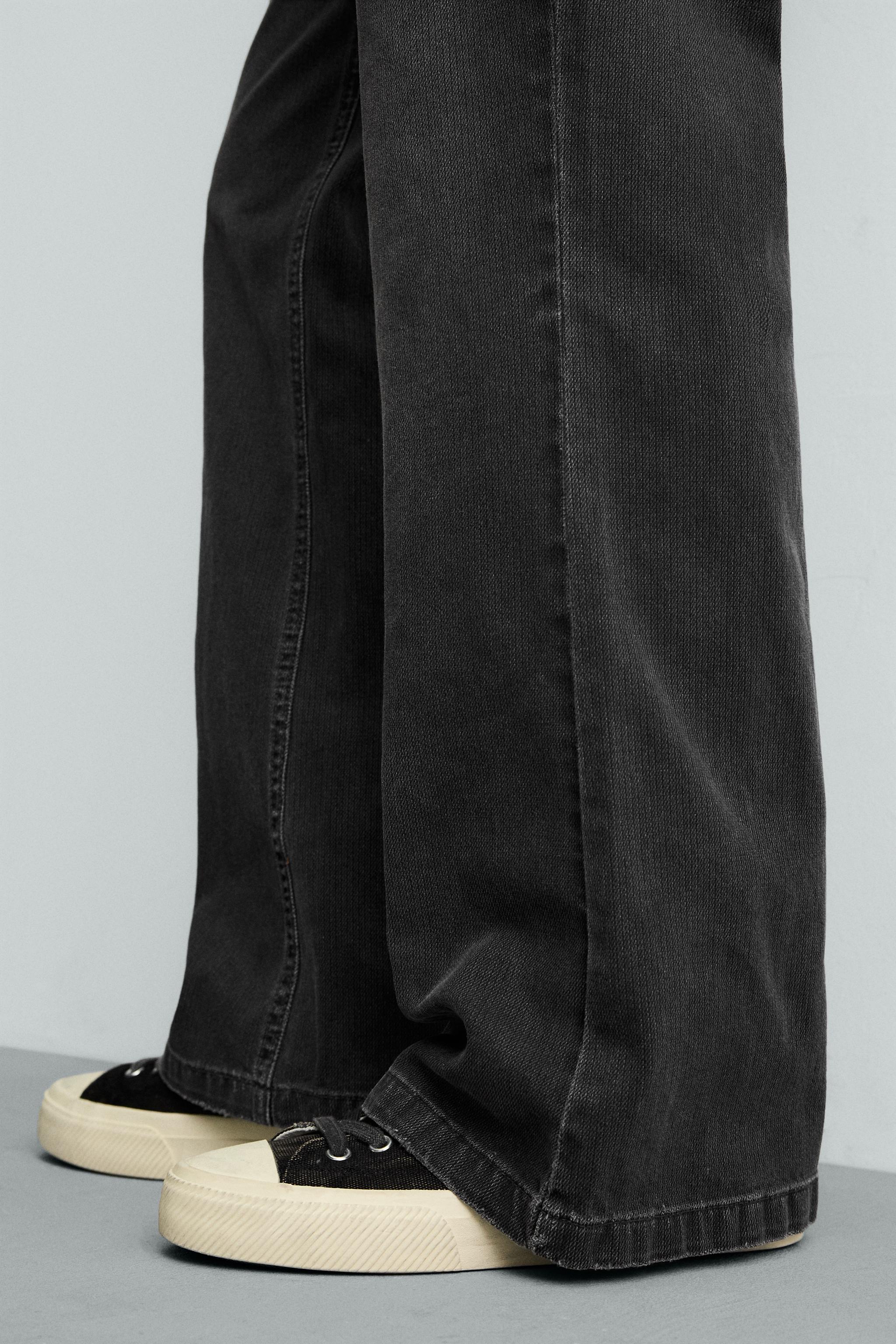 FLARE FIT TEXTURED COTTON PANTS